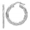 Sterling Silver RH-plated Polished and Textured Twisted Hoop Earrings