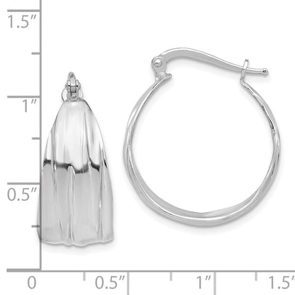 Sterling Silver RH-Plated Textured and Tapered SM Round Hoop Earrings