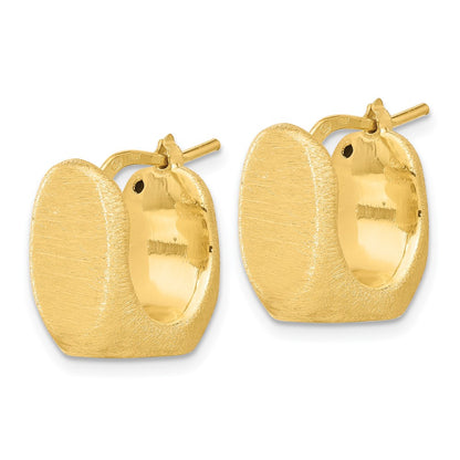 Sterling Silver Gold-Plated Brushed and Hollow Square Hoop Earrings