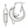 Sterling Silver Polished Dolphin Round Hoop Earrings