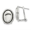 Sterling Silver Polished and Antiqued Oval Omega Back Earrings