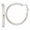 Sterling Silver Polished 40x3.25mm Omega Back Round Hoop Earrings