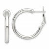 Sterling Silver Polished 3.25mm Omega Back Round Hoop Earrings