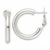 Sterling Silver Polished 25.5x4mm Omega Back Round Hoop Earrings