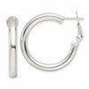 Sterling Silver Polished 30x4mm Omega Back Round Hoop Earrings