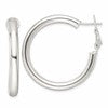 Sterling Silver Polished 4mm Omega Back Round Hoop Earrings