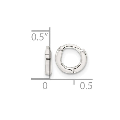 Sterling Silver Polished 8.2x1.6mm Round Hinged Hoop Earrings