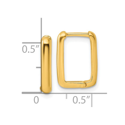 Sterling Silver Gold-tone Polished Rectangle Hoop Earrings