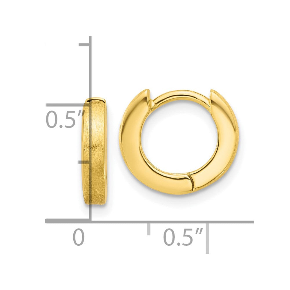 Sterling Silver Gold-tone Brushed 3x13mm Hinged Huggie Hoop Earrings