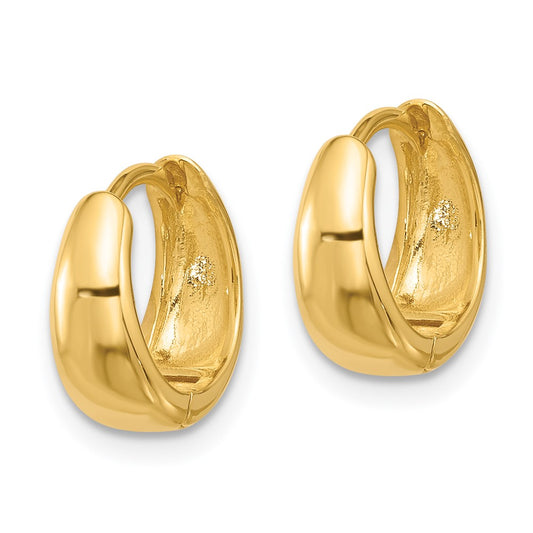 Sterling Silver Gold-tone 12x5mm Huggie Hoop Earrings