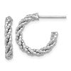 Sterling Silver Rhodium-plated Textured Twisted C-Hoop Earrings