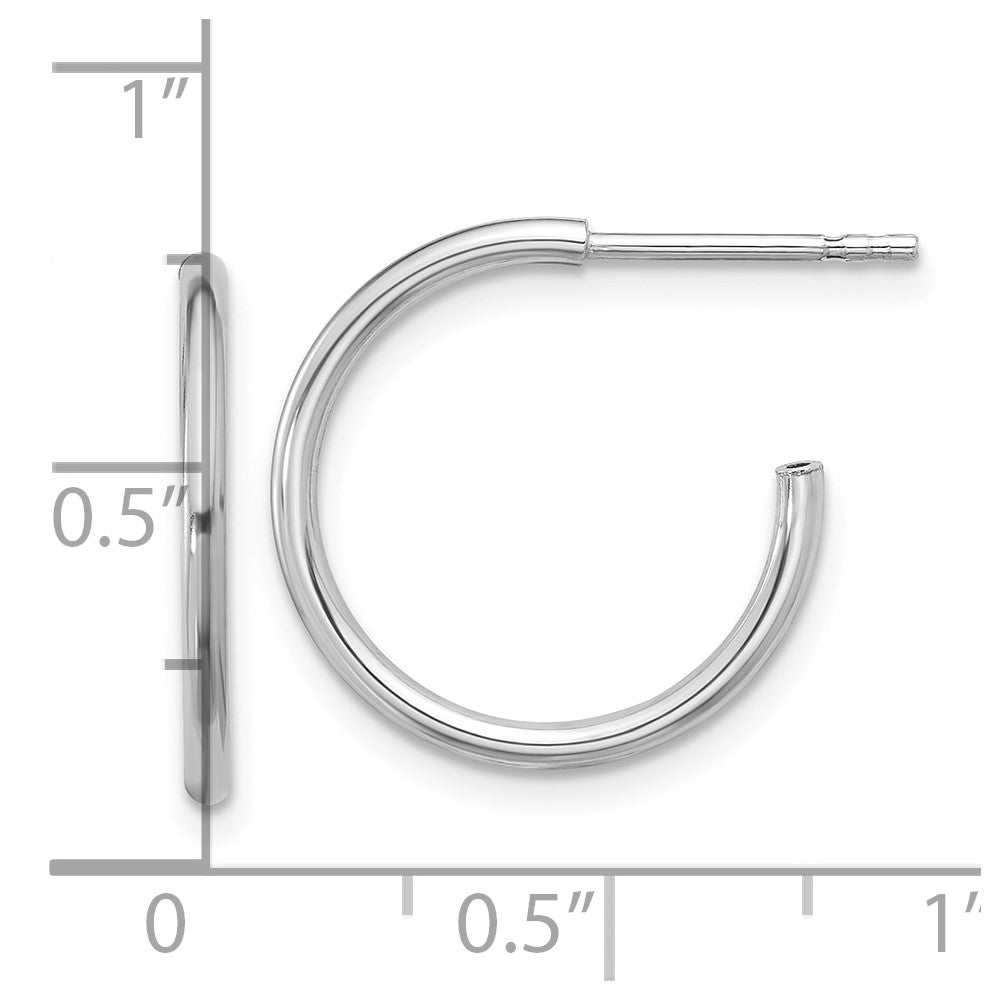Sterling Silver Rhodium-plated Polished Hollow Tube C-Hoop Earrings