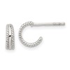 Sterling Silver E-coated Textured Edge C-Hoop Earrings