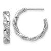 Sterling Silver Rhodium-plated Textured Twisted C-Hoop Earrings