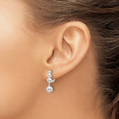 Sterling Silver E-Coating Beaded Dangle Earrings