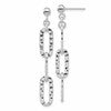 Sterling Silver RH-pltd Polished Hammered Chain Post Dangle Earrings