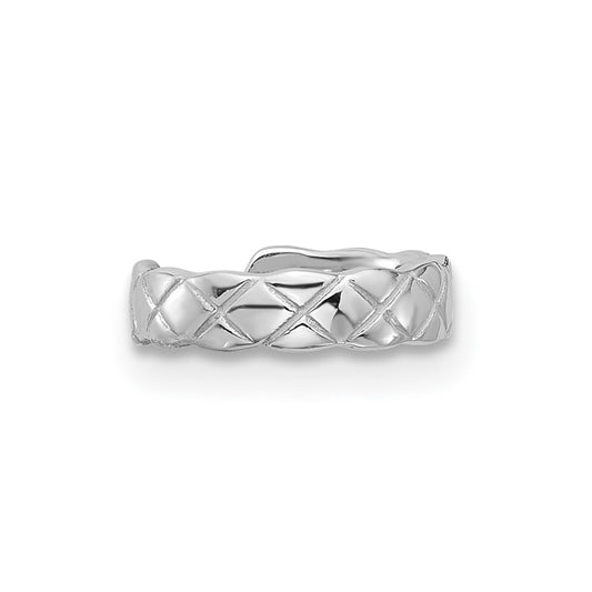 Sterling Silver RH-pltd Polished Criss-cross Design Single Cuff Earring
