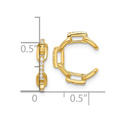 Sterling Silver Gold-tone CZ Chain Link Design Pair of 2 Cuff Earrings