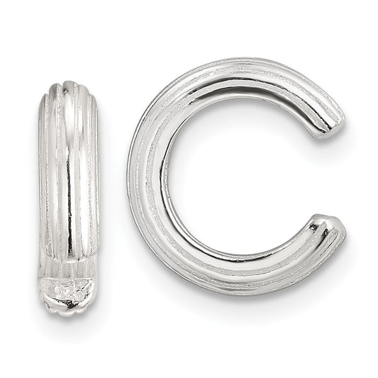 Sterling Silver E-Coating Polished & Striped Pair of 2 Cuff Earrings