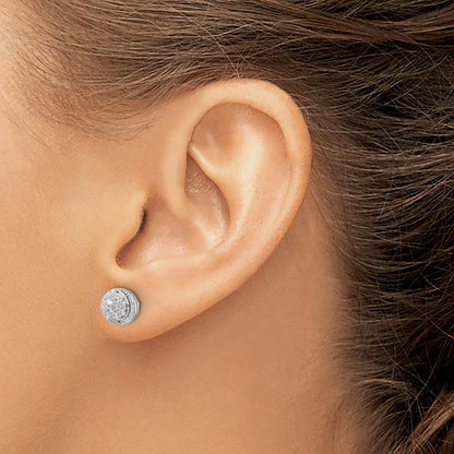 Sterling Silver Rhodium-plated Polished Cluster Pav CZ Post Earrings