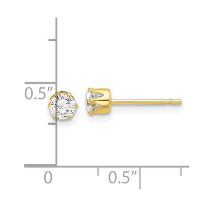 Sterling Silver Gold-tone Polished 6 Prong 4mm CZ Post Stud Earrings