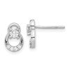 Sterling Silver Rhod-plated Polished Fancy CZ Double Circle Post Earrings