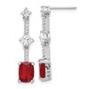 Sterling Silver Rhod-plated Fancy Red & White CZ Post Dangle Earrings