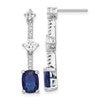 Sterling Silver RH-plated Fancy Blue & White CZ Post Dangle Earrings