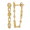 Sterling Silver Gold-tone Bezel CZ with Heart Post Dangle Earrings