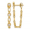 Sterling Silver Gold-tone Bezel CZ Post Dangle Earrings