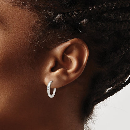 Sterling Silver E-Coating CZ Hinged Hoop Earrings