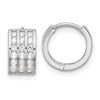 Sterling Silver Rhodium-plated 3 Row CZ Hinged Hoop Earrings