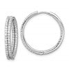 Sterling Silver Rhodium-plated Double Row CZ In and Out Hoop Earrings