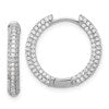 Sterling Silver Rhodium-plated Micro Pav CZ 3mm Hinged Hoop Earrings