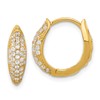 Sterling Silver Gold-tone Pav CZ Hinged Huggie Hoop Earrings