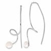 Sterling Silver Rhodium-plated 6-7mm White Button Freshwater Cultured Pearl Twisted Threader Earrings