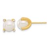 Sterling Silver Gold-tone Polished/Twisted CZ and Syn. Pearl Post Earrings