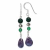 Sterling Silver Antiqued Aventurine/Fluorite/Quartz Dangle Earrings