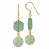 Sterling Silver Gold-pltd Hexagon Aventurine & Swirl Jade Dangle Earrings