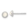Sterling Silver E-coated Polished Beaded Round Moonstone Post Earrings
