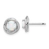 Sterling Silver Rhod-plated Polished Created Opal Swirl Circle Post Earring