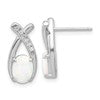 Sterling Silver Rhodium-plated Polished CZ & Created Opal 'X' Post Earrings