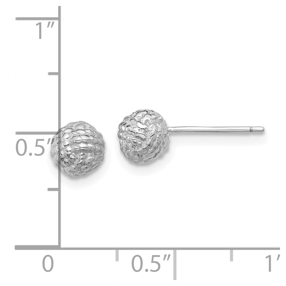 Sterling Silver Rh-plated Polished / Textured 6mm Love Knot Post Earrings