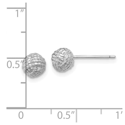 Sterling Silver Rh-plated Polished / Textured 6mm Love Knot Post Earrings