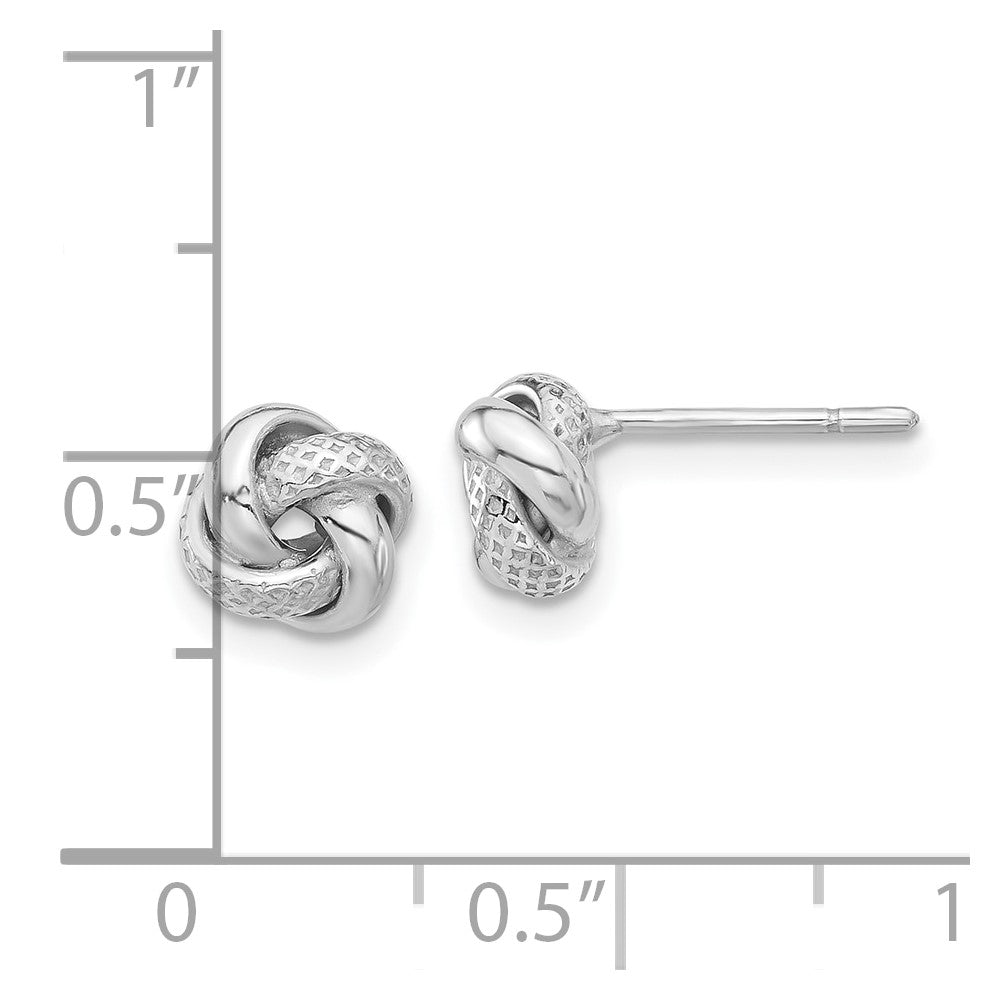 Sterling Silver Rhodium-plated Polished/Textured Love Knot Post Earrings