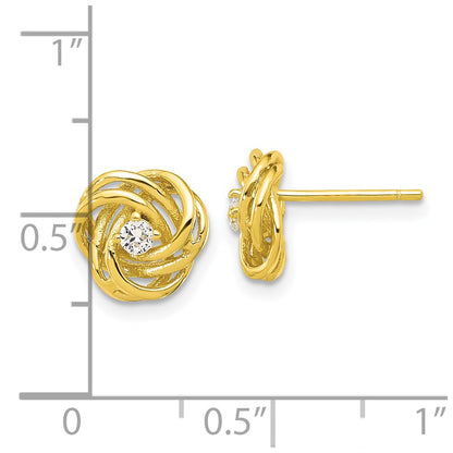 Affordable Expressions Sterling Silver Gold-tone Love Knot CZ Stud Earrings