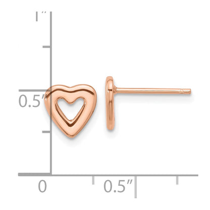 Sterling Silver Rose-tone Open Heart Post Earrings