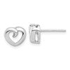 Sterling Silver Rhodium-plated Polished Heart Post Earrings