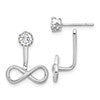 Sterling Silver Rhodium-plated Drop Infinity Jacket CZ Post Earrings