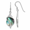 Sterling Silver Rhodium-Plated Polished Abalone Dangle Shell Earrings